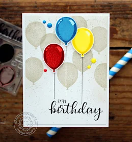 Sunny Studio Stamps: Birthday Balloon Subtle Stamped Background Card by Vanessa Menhorn