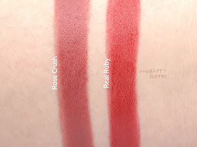 Shiseido Rouge Rouge Lipstick | Crushed Rose & Real Ruby: Review and Swatches