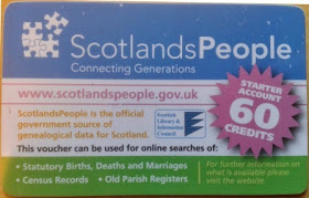 Photo of a Scotland's People card