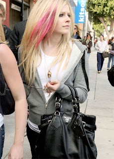 Celebrity Avril Lavigne long punk hairstyle