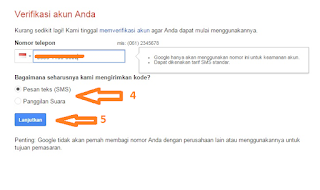 Ketikan nomer ponsel untuk Verifikasi Akun