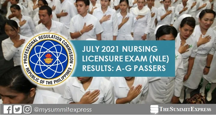LIST OF PASSERS: A-G July 2021 NLE nursing board exam result