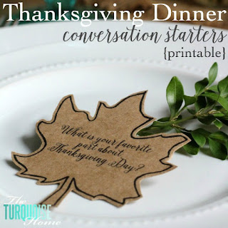 Thanksgiving Dinner Conversation Starters Leaf Printable Place card