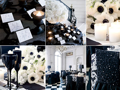 Wedding Styling and Decor. Black glassware creates high class drama, 