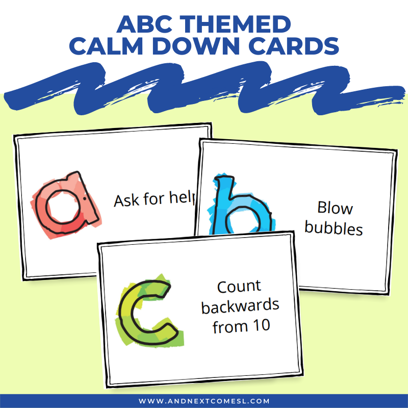 ABC themed calm down cards for kids