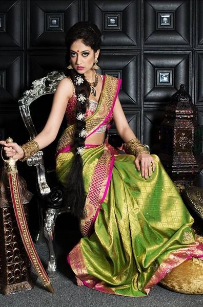 Parrot Green Wedding Saree