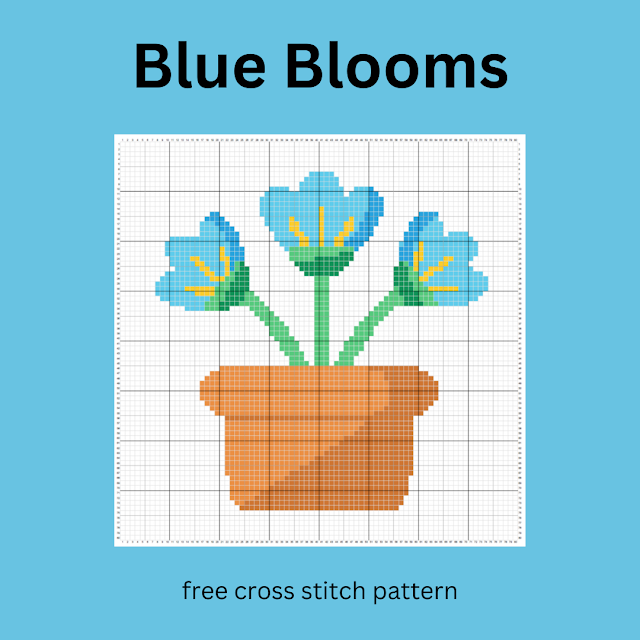Blue Blooms - free cross stitch pattern