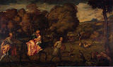 Flight into Egypt by Titian - Christianity, Religious Paintings from Hermitage Museum