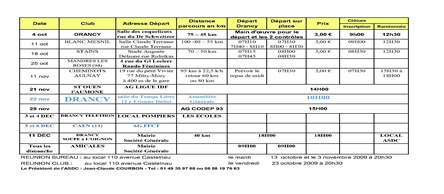 Calendrier 2009
