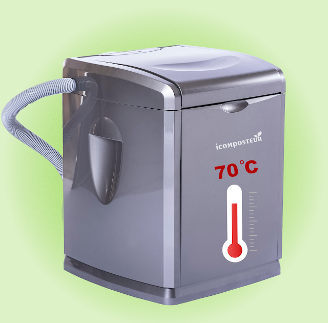 iComposteur hält 70 Grad Celsius im Tank, um thermophile Bakterien zu fördern