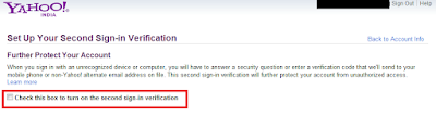 Yahoo! Second Sign-in Verification