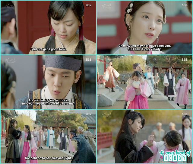  hae so and 10th prince fight , 4th prince grab Hae So hand to stop her - Moon Lovers: Scarlet Heart Ryeo - Episode 2 Review 