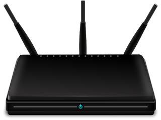 Black Wireless Router with 3 antenna.