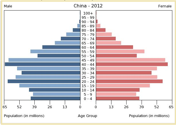 Resultado de imagen de pirámide y edades de china