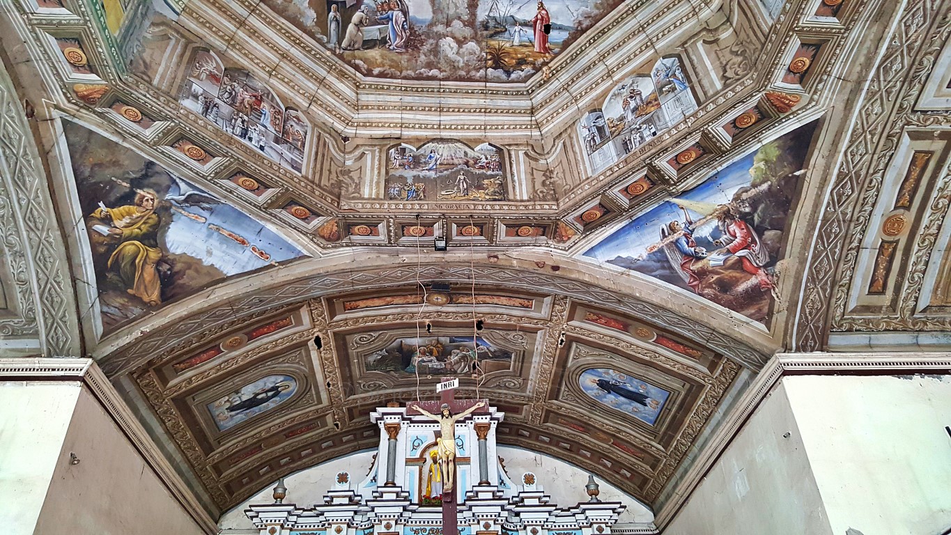 ceiling painted with biblical scenes at the Holy Infant Parish Church (Sto. Nino De Anda) of Anda, Bohol