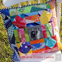 Rainbow Scrappy Cushion by www.madebyChrissieD.com