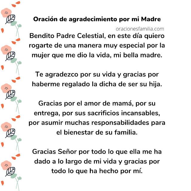 oración linda por mi mama de agradecimiento a Dios por su vida