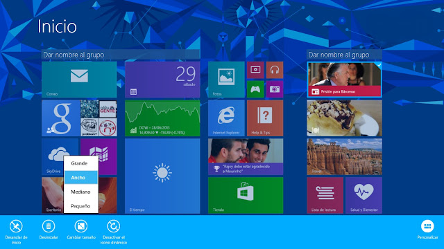 Cambiar tamaño iconos Windows 8.1