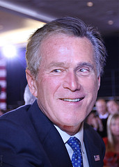 Composite photo of Mitt Romney and George W. Bush