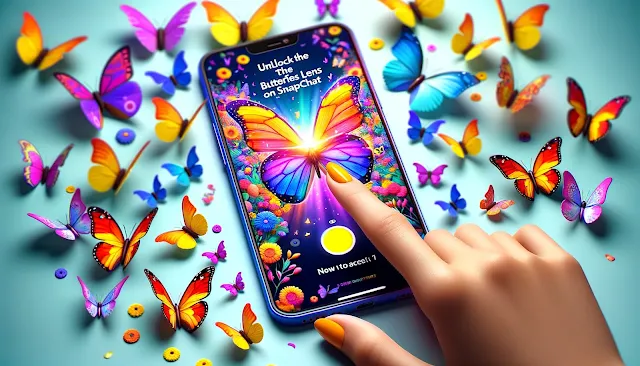 'Unlock the Butterflies Lens on Snapchat'. The thumbnail should highlight the magical and whimsical nature of the B.webp