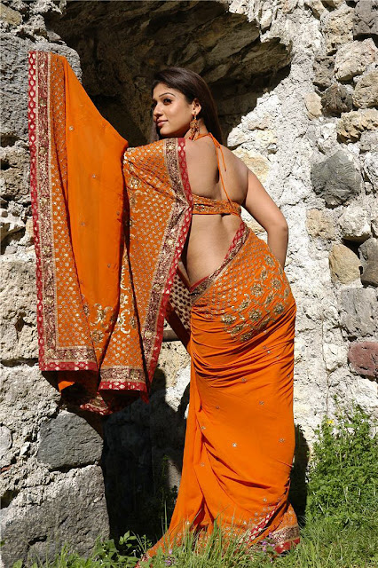 hot Nayanthara exposing her back and sexy ass in opened saree