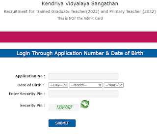 KVS Admit Card Download 2023 PGT TGT PRT
