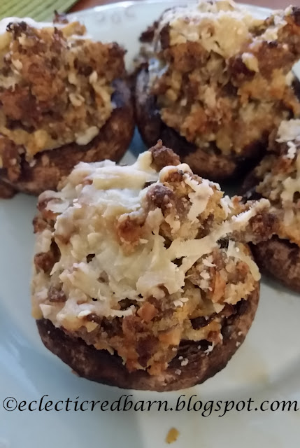 Eclectic Red Barn: Sausage Stuffed Mushrooms