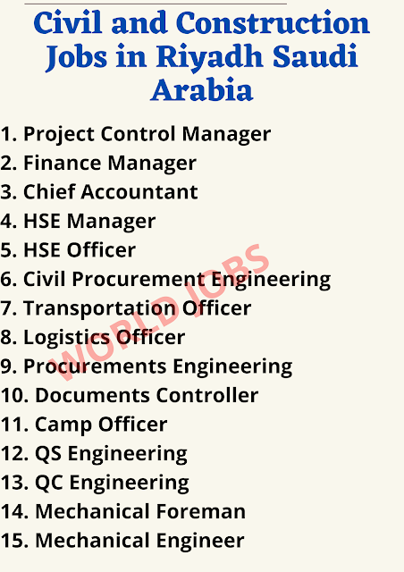 Civil and Construction Jobs in Riyadh Saudi Arabia