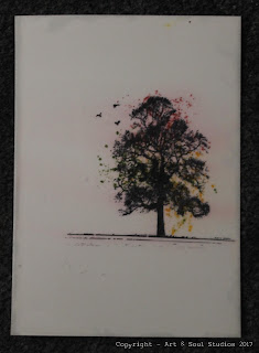 Tree stamped in Archival Inks on Gloss Cardstock