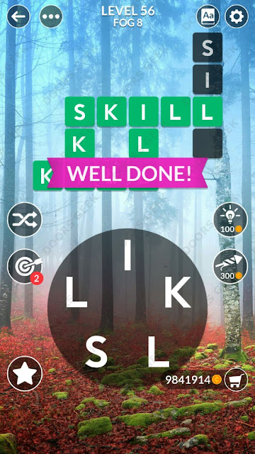 Wordscapes Level 56 answers, cheats, solution for android and ios devices.