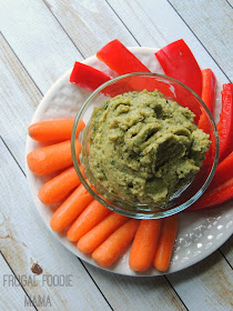 Roasted Spinach and Garlic Hummus via thefrugalfoodiemama.com