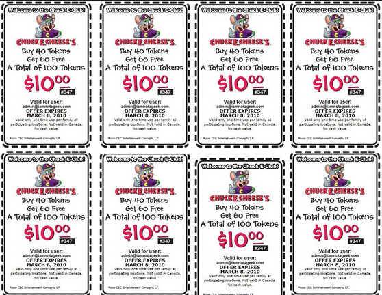 chuck e cheese coupons