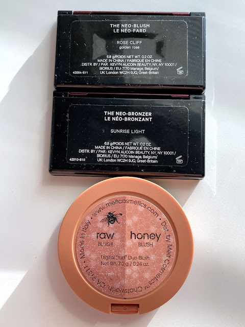 Melt Cosmetics Digital Dust Duo Blush Raw Honey  Kevyn Aucoin The Neo Blush Rose Cliff  Kevyn Aucoin Neo Bronzer Sunrise Light blusher cosmetics makeup  r