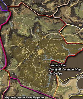 Weaver's Fen shockbulb locations map