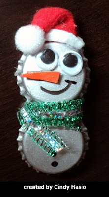 Bottle cap snowman ornaments 1