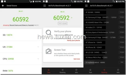 Benchmark Xiaomi Mi A1 AnTuTu v6