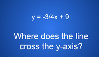 y=-3/4 x+9  Where does the line cross the y-axis?