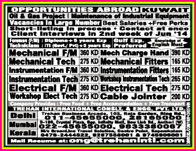 Oil & Gas Project Jobs in Kuwait Large number of Vacancies