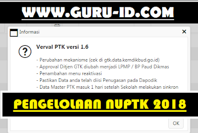 Kabar gres perihal website verval ptk kemdikbud yang telah di update oleh admin sentra yakn Verval Ptk Versi gres 1.6 Pengajuan & Penerbitan NUPTK tahun 2018