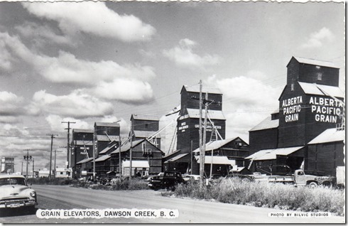 Grain Elevators in Dawson Creek, 1950 era, from Internet