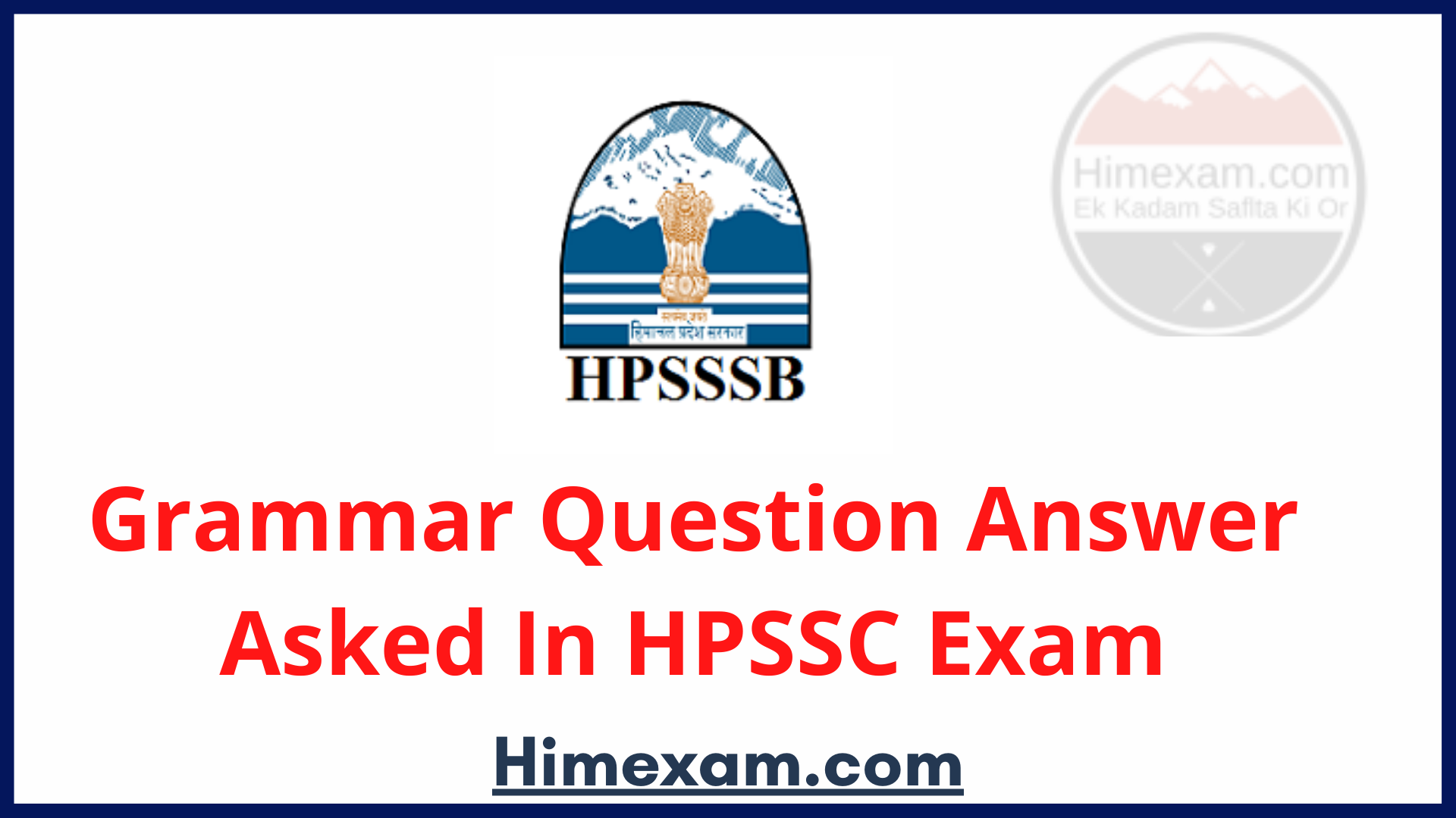 Grammar Question Answer Asked In HPSSC Exam