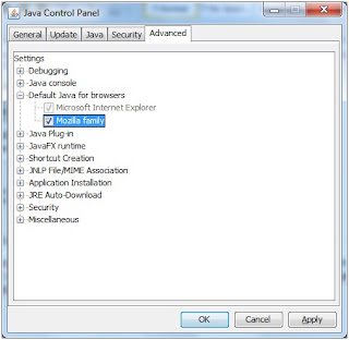 Pengaturan default browser Java