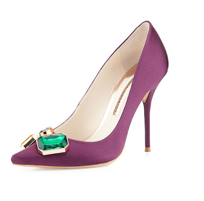 Sophia Webster Aubergine colored high heeled embellished pumps