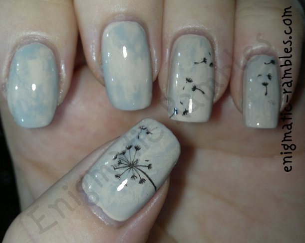 cling-film-saran-wrap-dandelion-marble-stamped-nails-NC01-Nail-Craze-barry-m-lychee