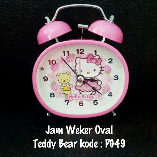 Weker Hello Kitty Murah  Grosir Ecer Model Bel Oval Teddy Bear