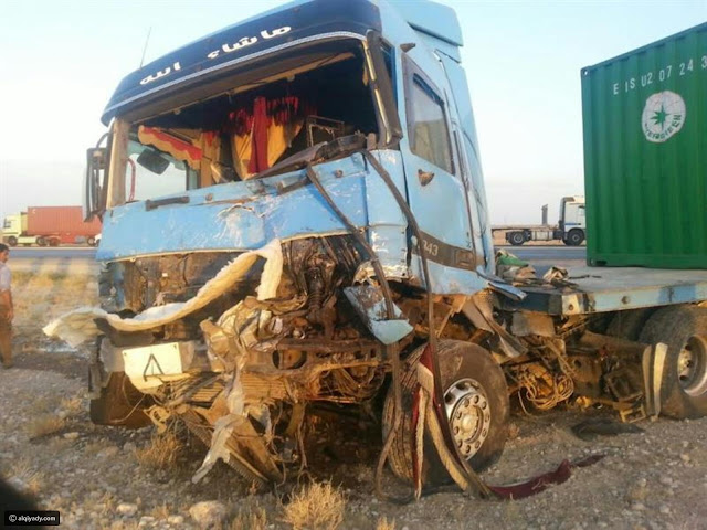 صور الحادث المروري المروع الذي أودى بحياة عروسين سعوديين