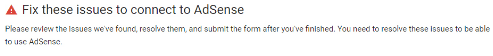 Fix adsense issue messages 