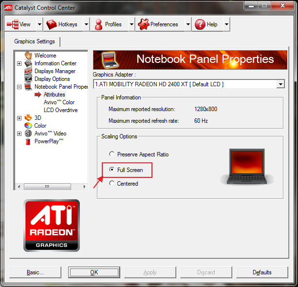 ตั้งค่าการ์ดจอ ATI ให้เล่นเกมส์เต็มจอ Full Screen