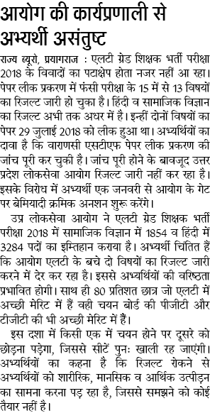 एलटी ग्रेड शिक्षक भर्ती मामले में आयोग की कार्यप्रणाली से अभ्यर्थी असंतुष्ट