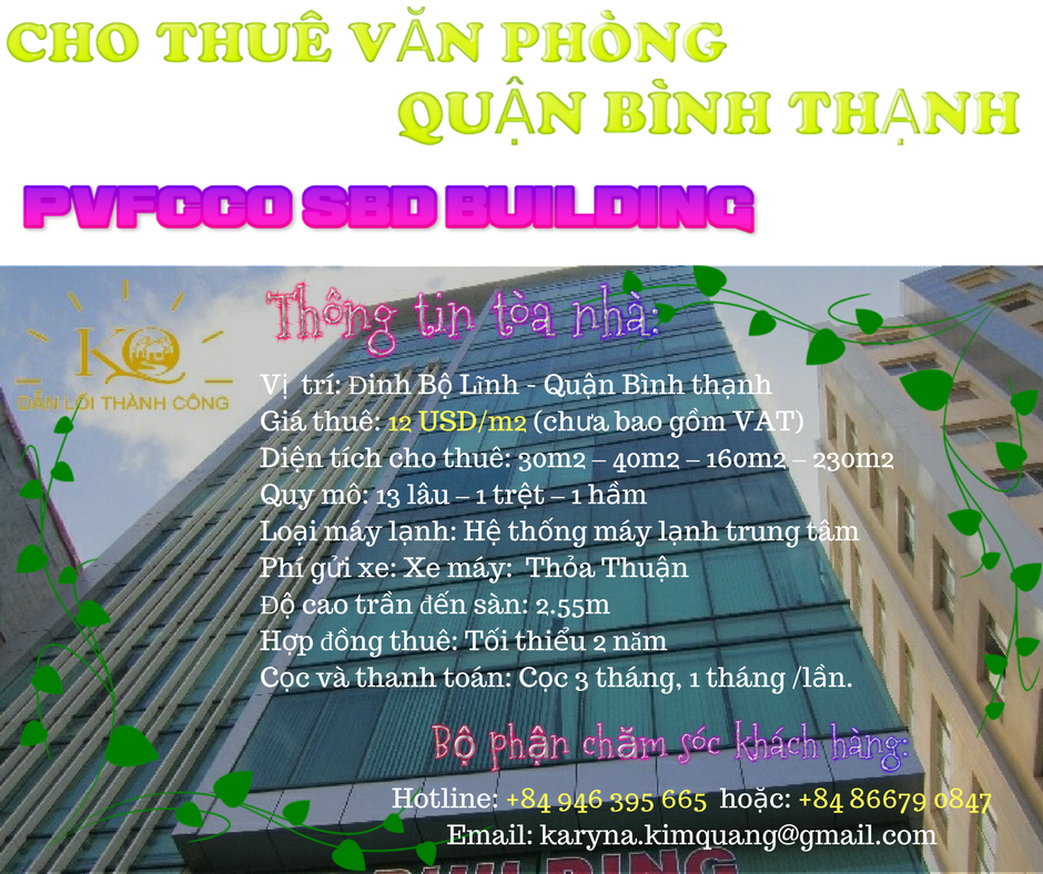 Cho thuê văn phòng quận Bình Thạnh PVFCCO SBD Building